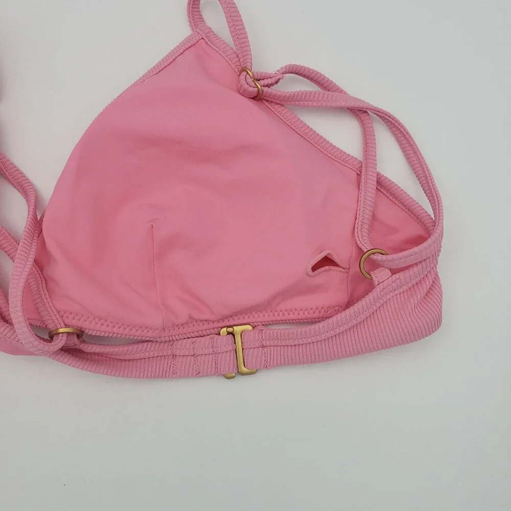 L*Space LSPACE Ribbed Helena Bikini Top Women's Size Large in Guava Pink NWT - Picture 6 of 9